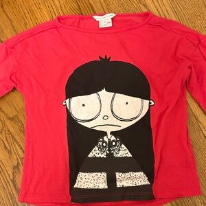 Marc Jacobs Red Long Sleeve Kids Tee with Graphic